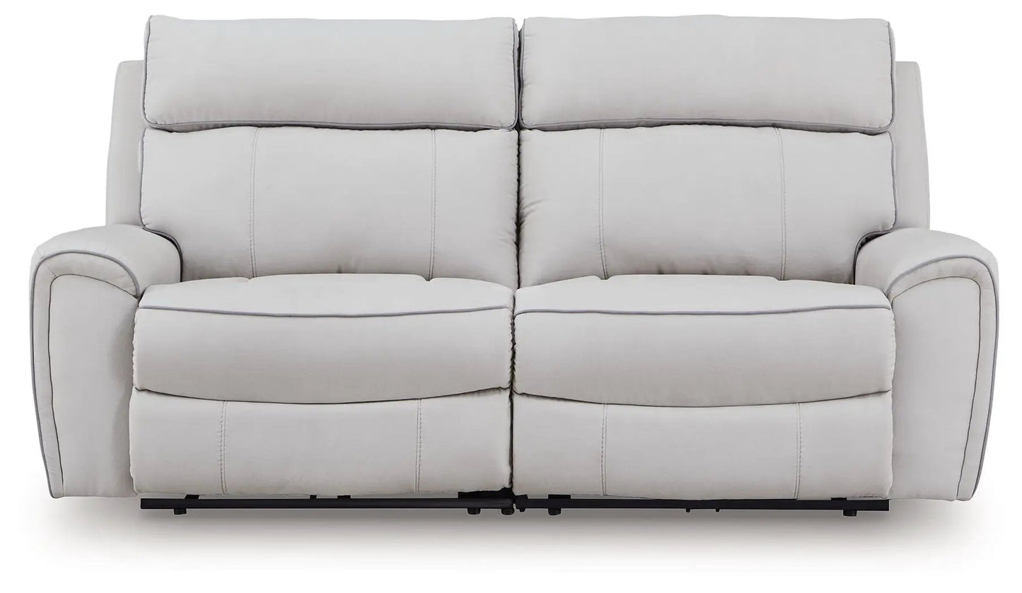 Social Pointe reclining sectional sofa, light gray fabric, Unique Piece Furniture on Tampa Home & Garden Store