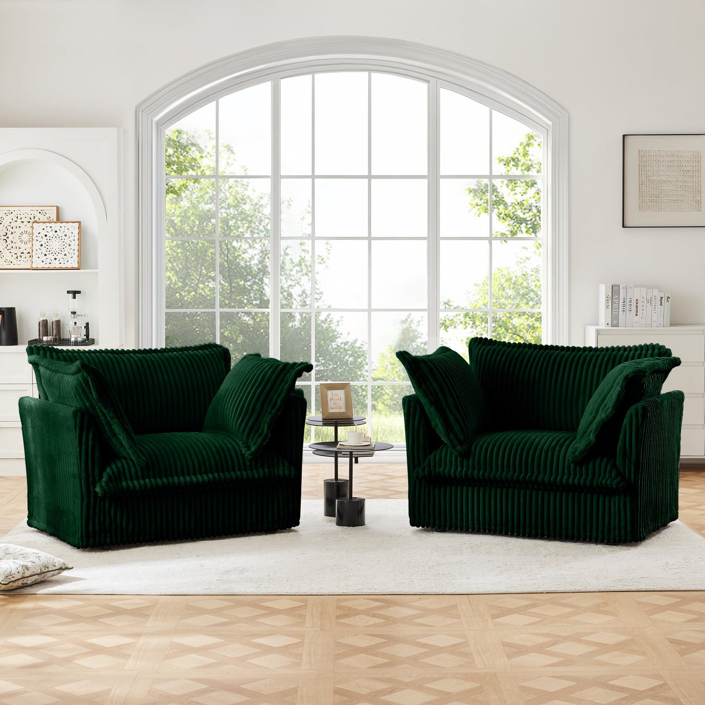 Set of 2 Slipcovered Armchairs in dark emerald green velvet by HouseOfZazla on Tampa Home & Garden Store