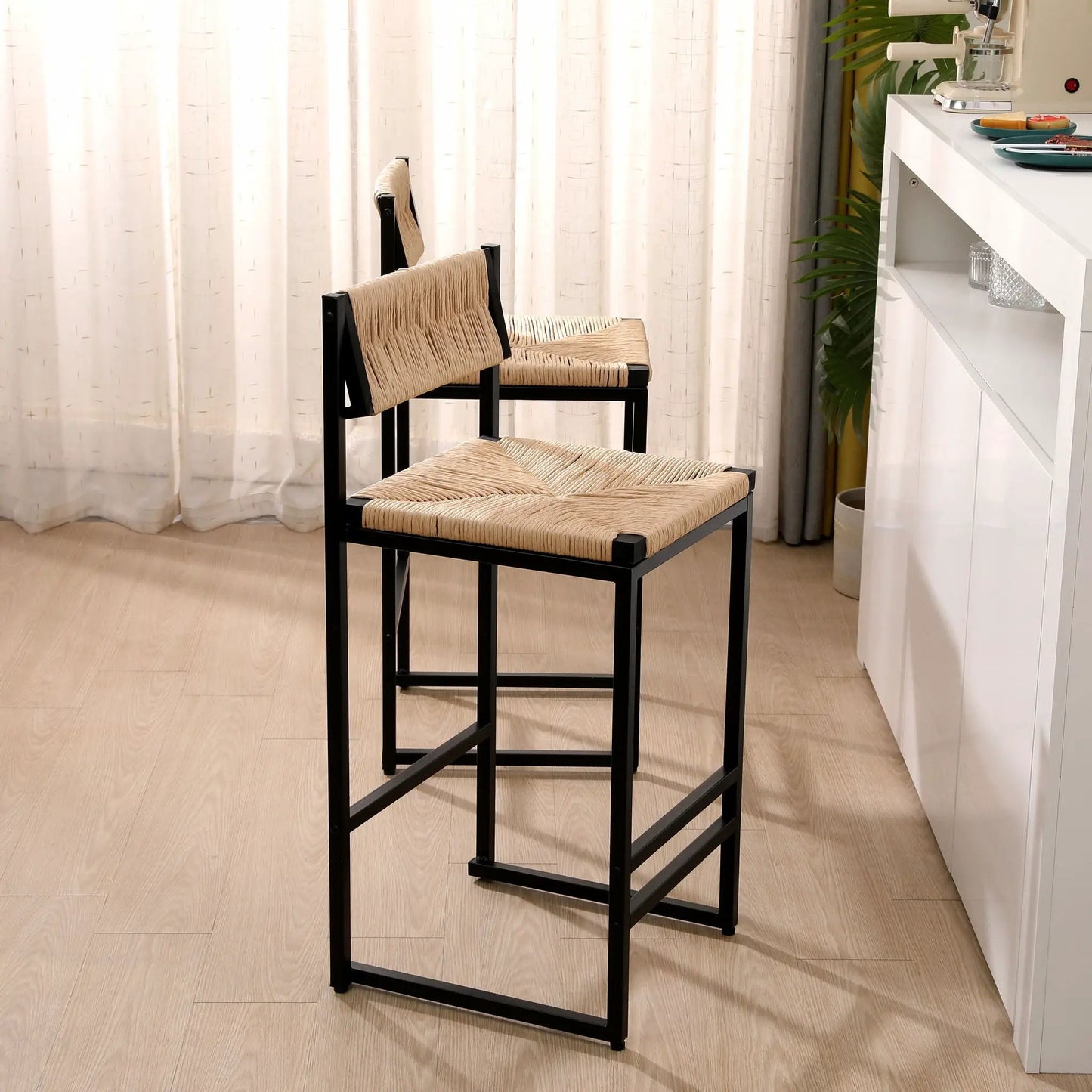 Bar Stools Paper Rope Weave Dining Chairs