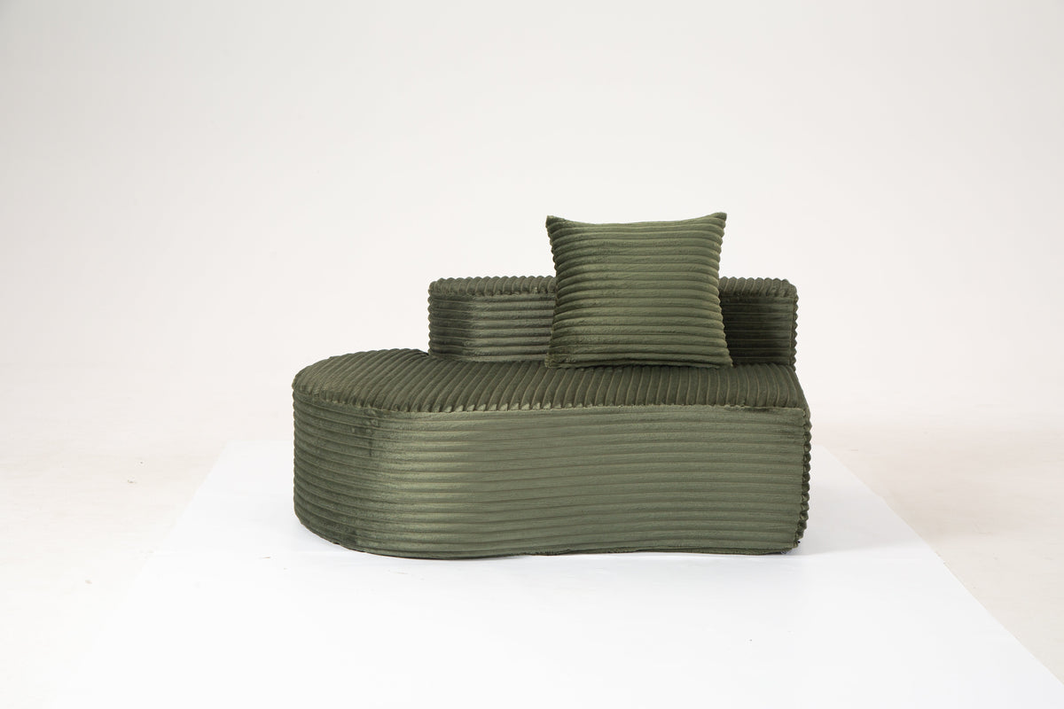 Cozy Corduroy 2-Seater Sofa with a lumbar pillow in olive green corduroy on Tampa Home & Garden Store
