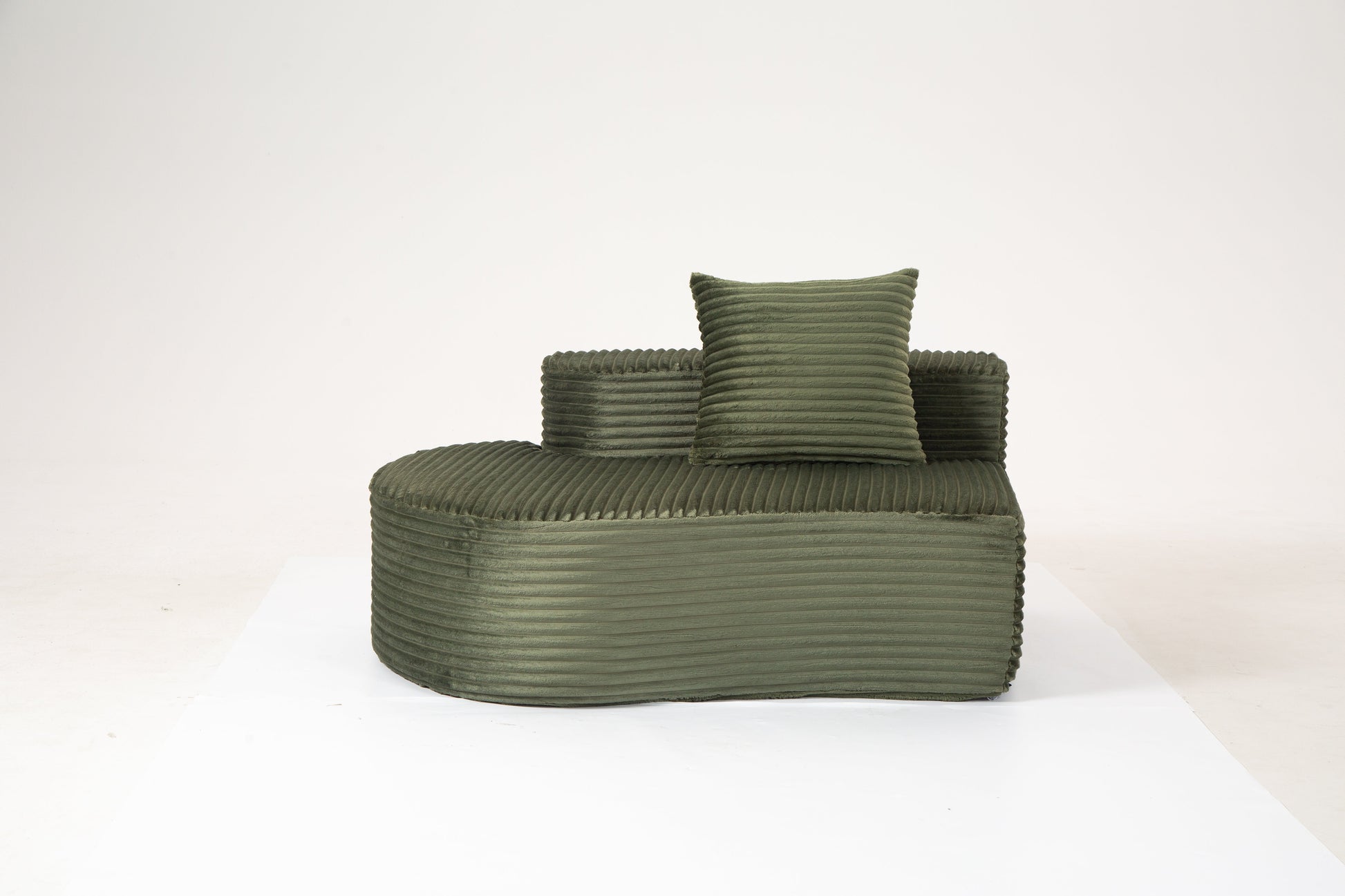 Cozy Corduroy 2-Seater Sofa with a lumbar pillow in olive green corduroy on Tampa Home & Garden Store
