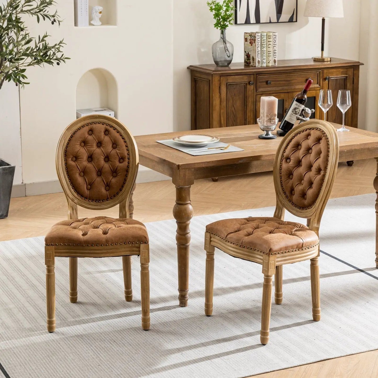 French Style Solid Wood Dining Chair Nailhead