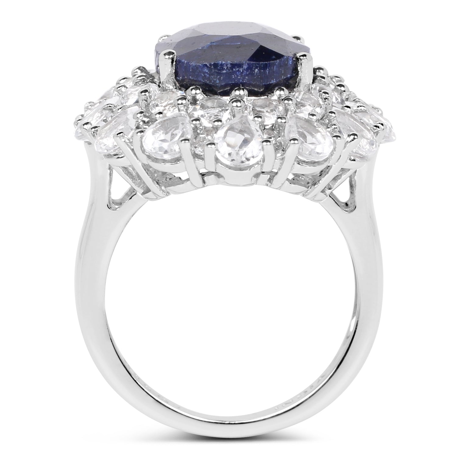 Ring: 10.64 carat dyed sapphire with white topaz halo in .925 sterling silver on Tampa Home & Garden Store