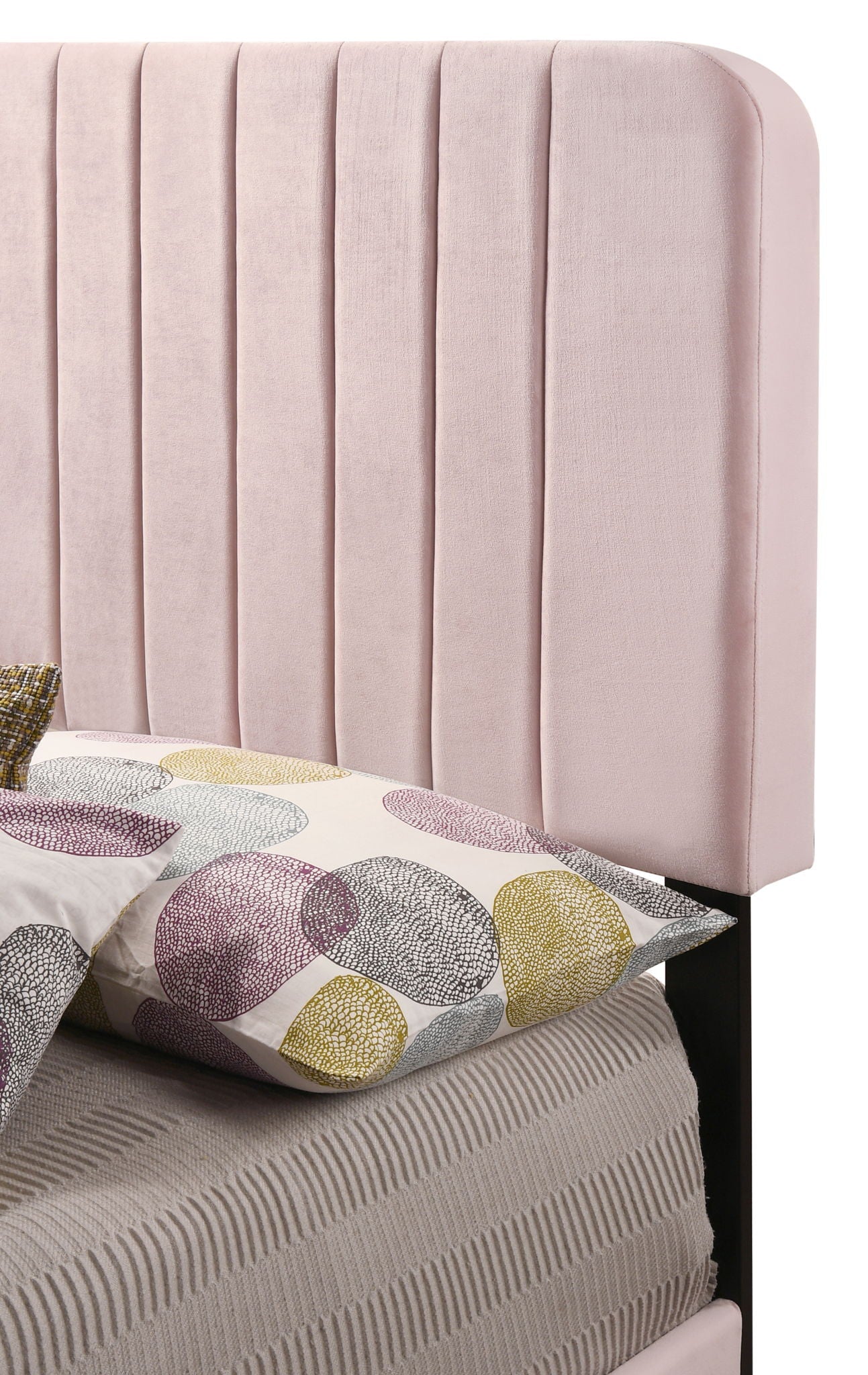 Channel Tufted Bed pink velvet upholstery by HouseOfZazla on Tampa Home & Garden Store