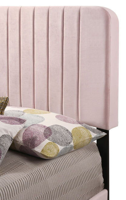 Channel Tufted Bed pink velvet upholstery by HouseOfZazla on Tampa Home & Garden Store