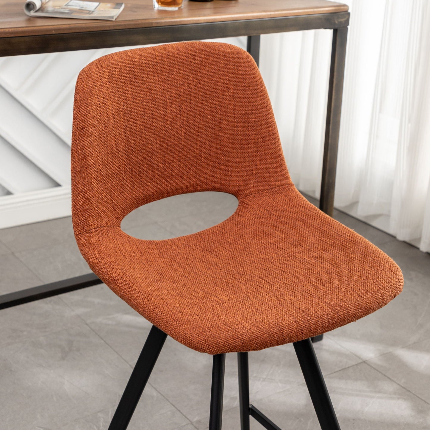 the Orange Fabric Kitchen Counter Height Stools