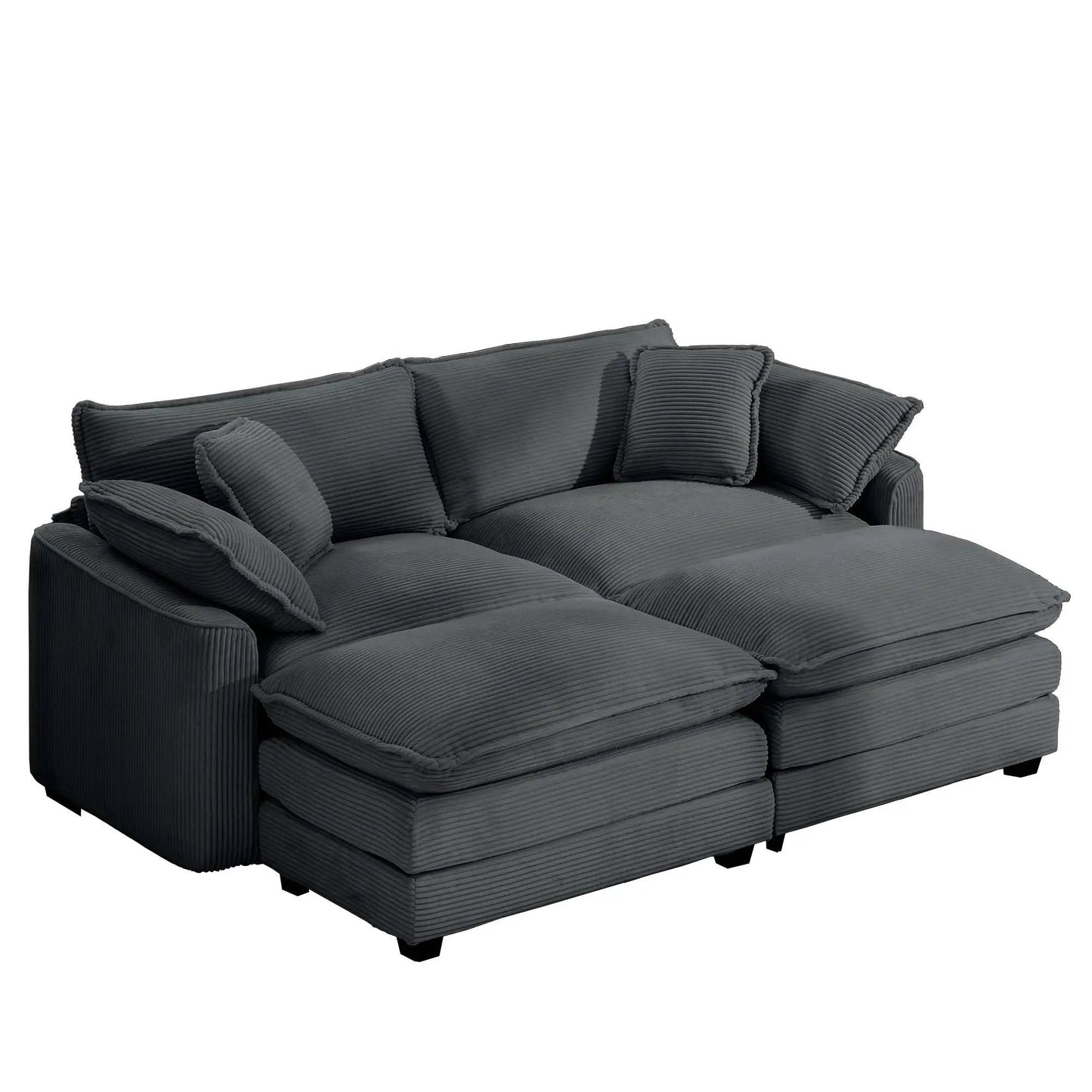 Oversized modular cushion sofa with ottoman 3-piece set, charcoal gray fabric, deep seating on Tampa Home & Garden Store