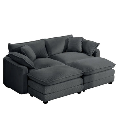 Oversized modular cushion sofa with ottoman 3-piece set, charcoal gray fabric, deep seating on Tampa Home & Garden Store