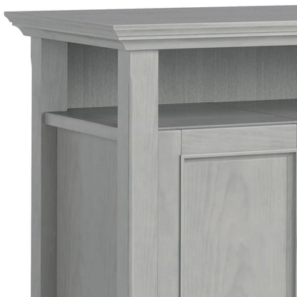 Amherst TV Media Stand handcrafted in light gray wood open shelf by Unique Piece Furniture on Tampa Home & Garden Store