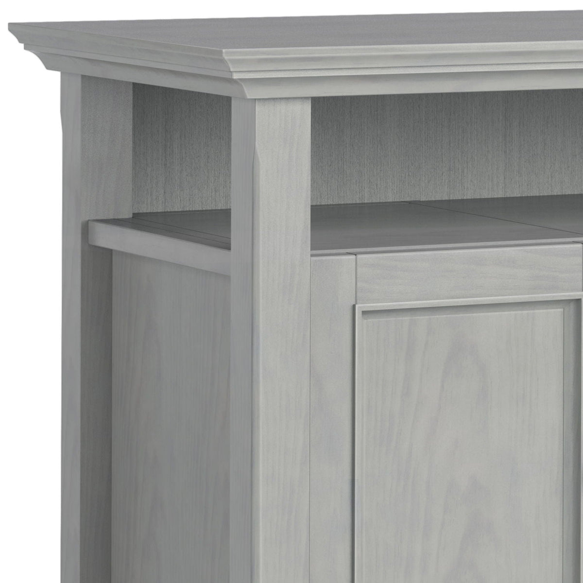 Solid wood TV stand with adjustable shelves in light graywashed finish by HouseOfZazla on Tampa Home & Garden Store