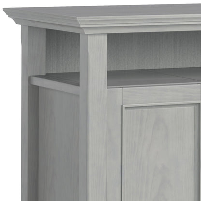 Solid wood TV stand with adjustable shelves in light graywashed finish by HouseOfZazla on Tampa Home & Garden Store