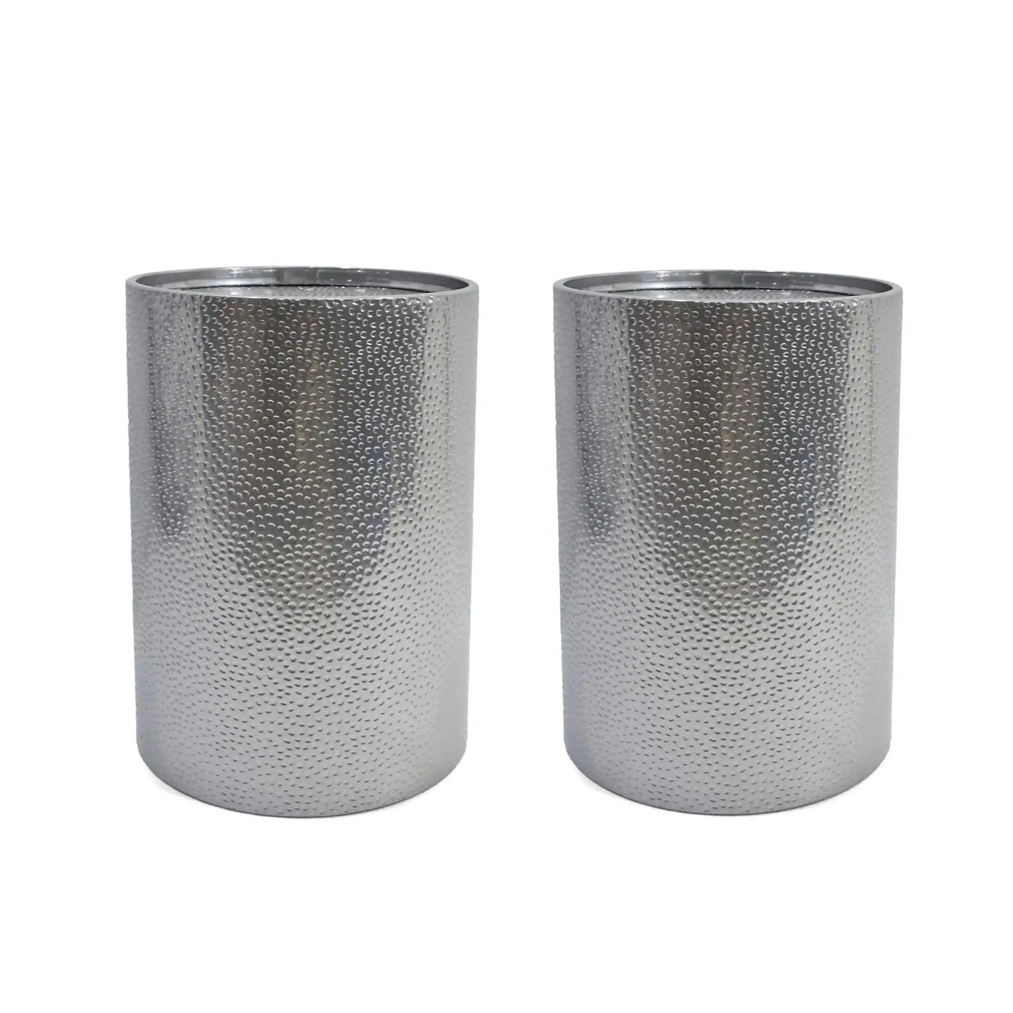 Modern round accent tables with hammered surface in silver, outdoor furniture by HouseOfZazla on Tampa Home & Garden Store