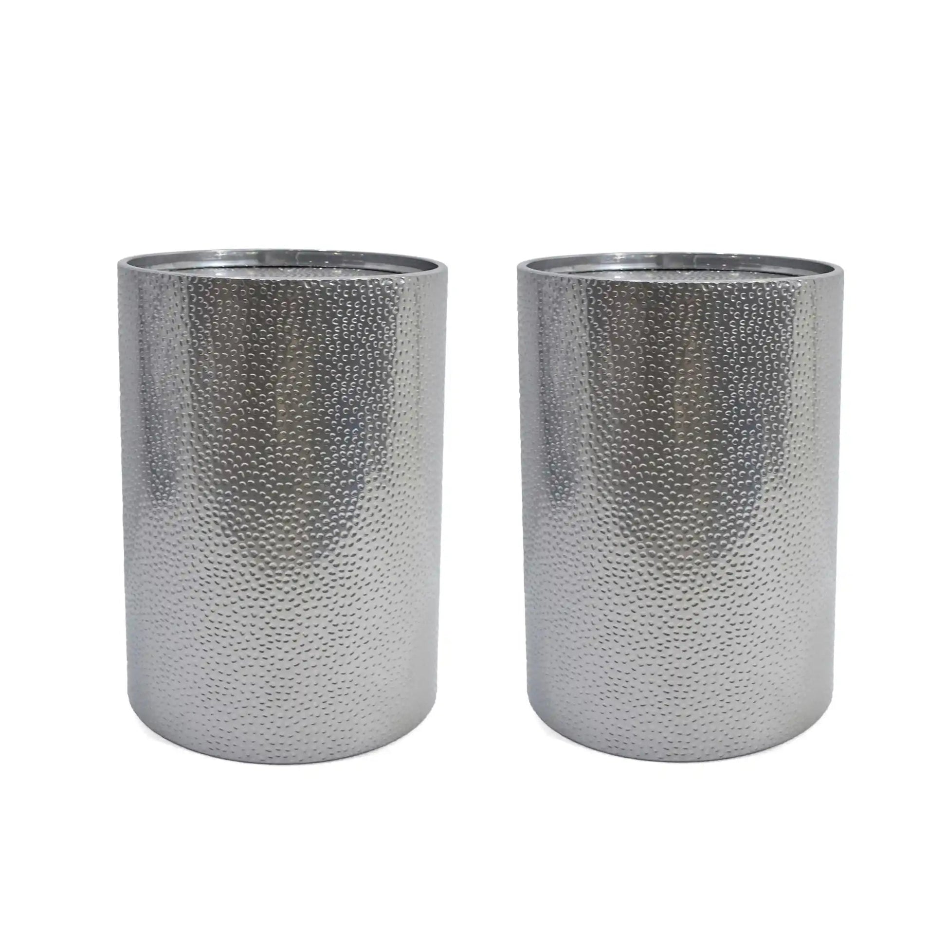 Modern round accent tables with hammered surface in silver, outdoor furniture by HouseOfZazla on Tampa Home & Garden Store