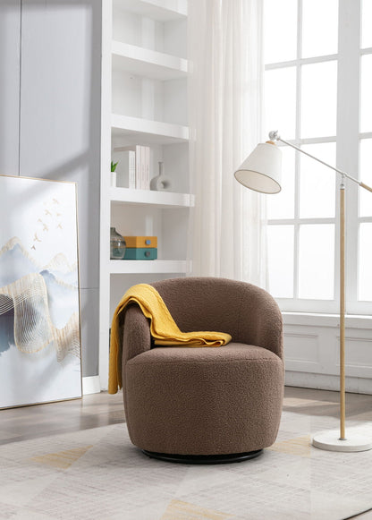 Teddy Fabric and Swivel Barrel Accent Chair