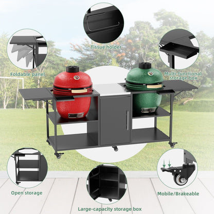 Stainless Steel Cart for Two Big Egg Grills