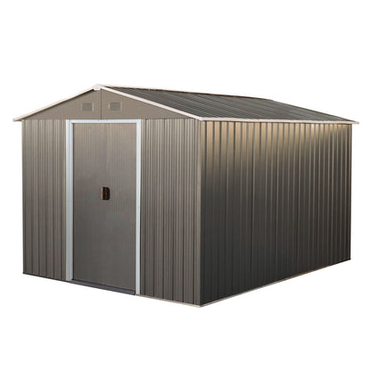Galvanized Outdoor Metal Storage Shed and Gray