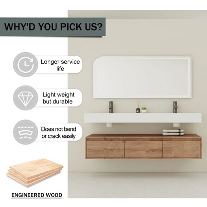 Contemporary Wall Mounted Vanity with Dual Sinks
