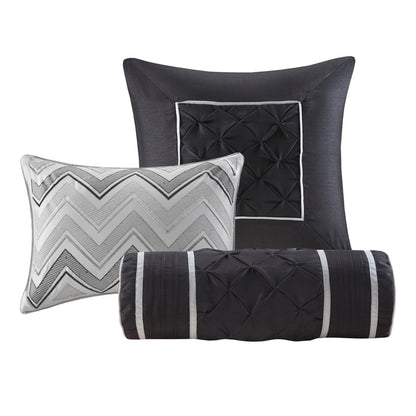 7 Piece Tufted Grey Comforter Set and Shams