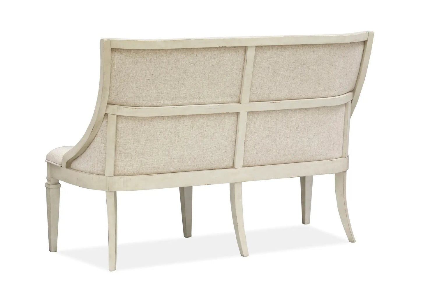 Newport bench beige linen upholstery with alabaster frame, Unique Piece Furniture on Tampa Home & Garden Store