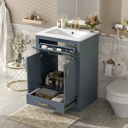 Modern Vanity with Ceramic Sink, Two Door Cabinet