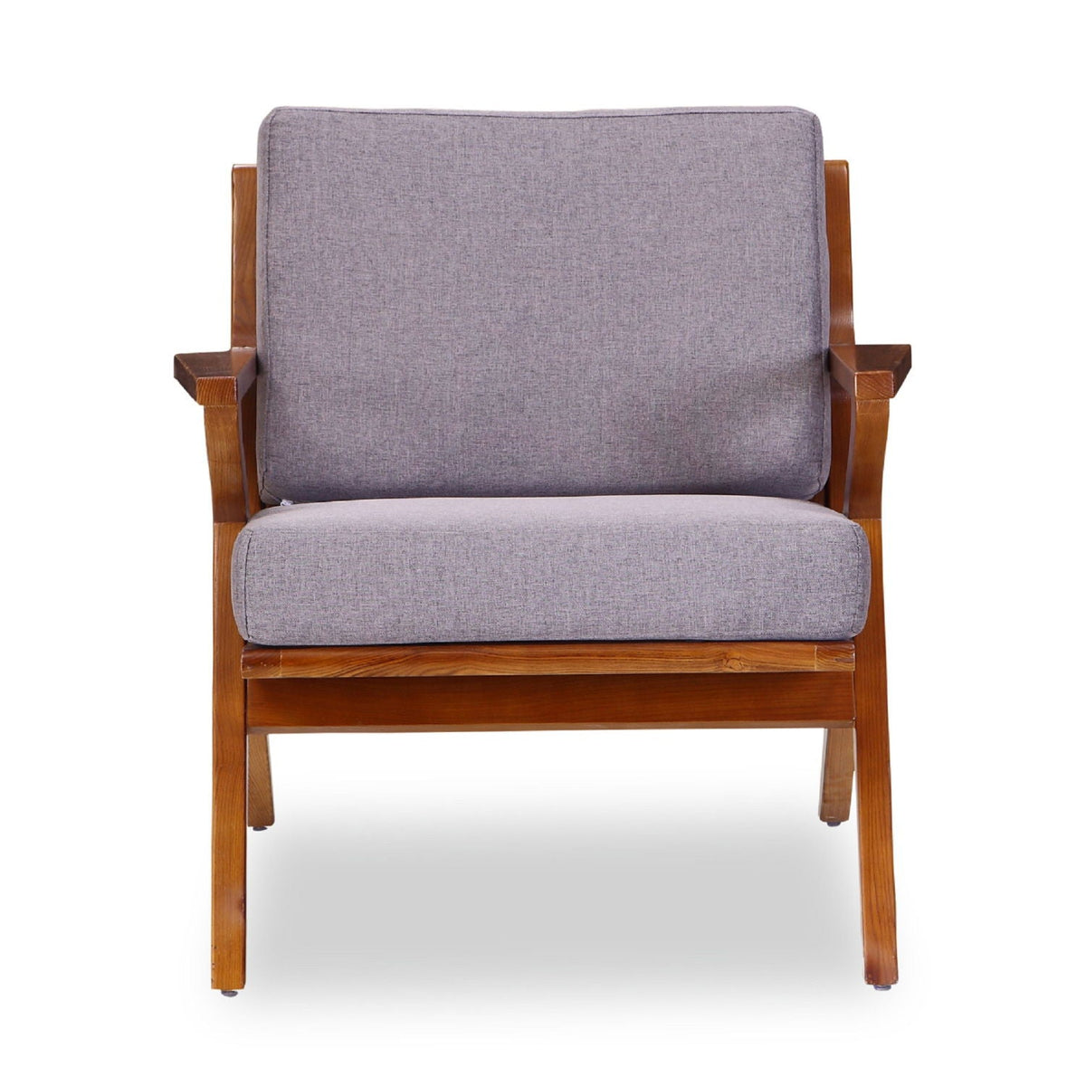 Martelle Accent Armchair gray fabric cushions on a wooden frame HouseOfZazla on Tampa Home & Garden Store