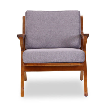 Martelle Accent Armchair gray fabric cushions on a wooden frame HouseOfZazla on Tampa Home & Garden Store