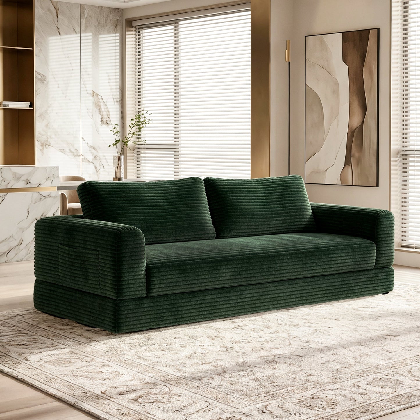 76 Inch Plush Convertible Futon and Sofa Bed