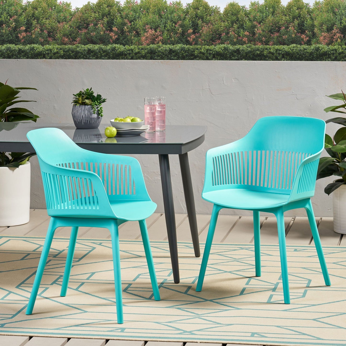 Dahlia chair set of 2 in turquoise plastic for outdoor use by HouseOfZazla on Tampa Home & Garden Store