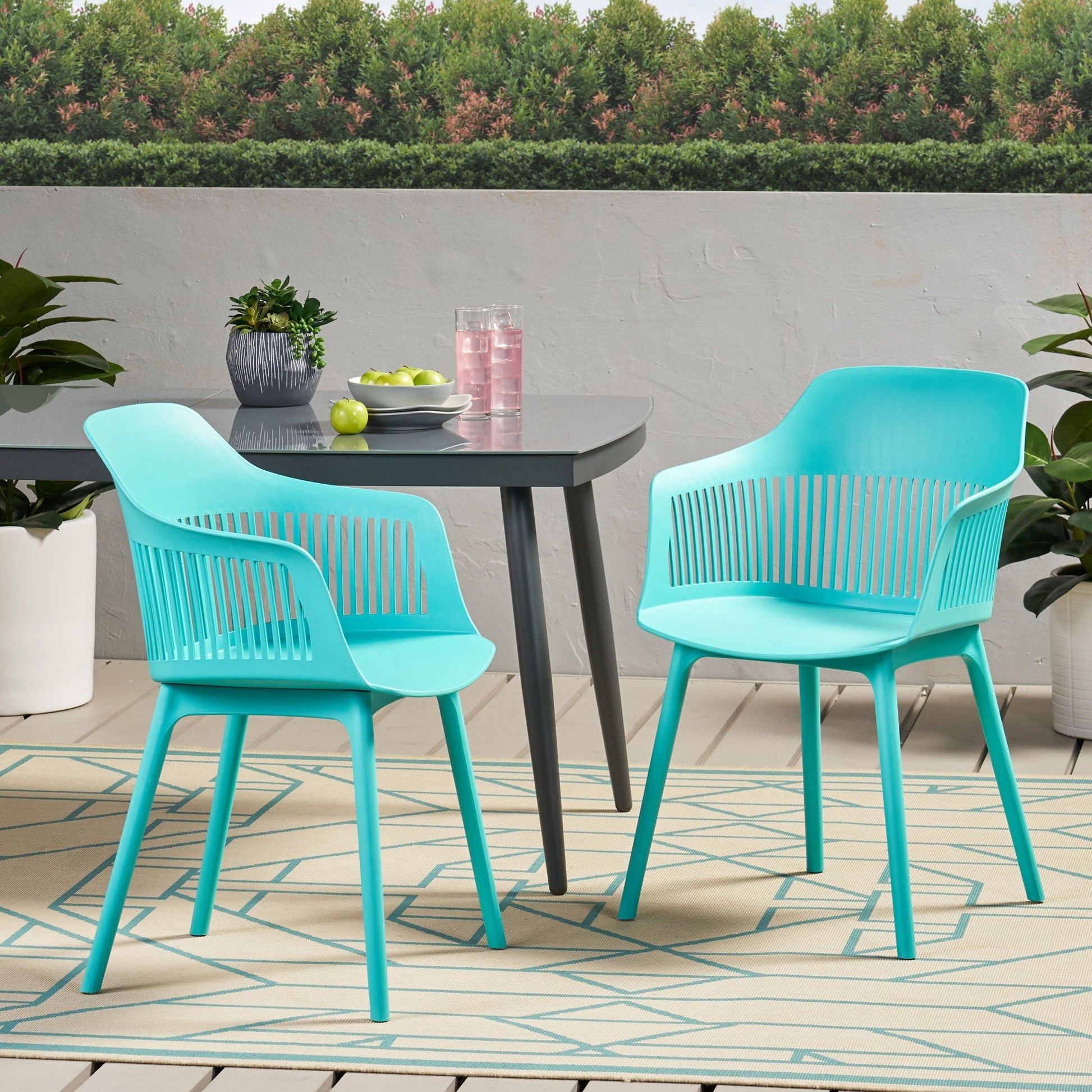 Dahlia chair set of 2 in turquoise plastic for outdoor use by HouseOfZazla on Tampa Home & Garden Store