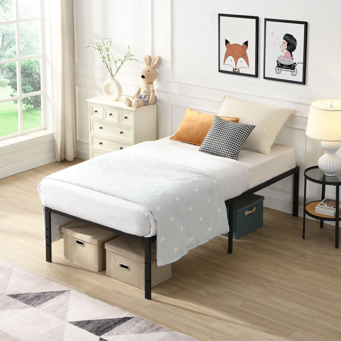 Heavy Duty Metal Bed Frame with Quiet Support