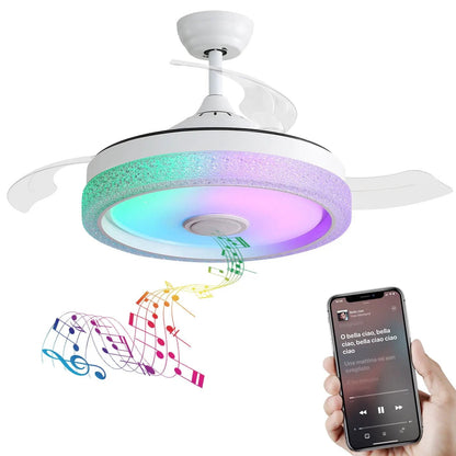 Invisible ceiling fan white with remote, 3 blades, 36W RGB LED light ring, 120V DC motor on Tampa Home & Garden Store