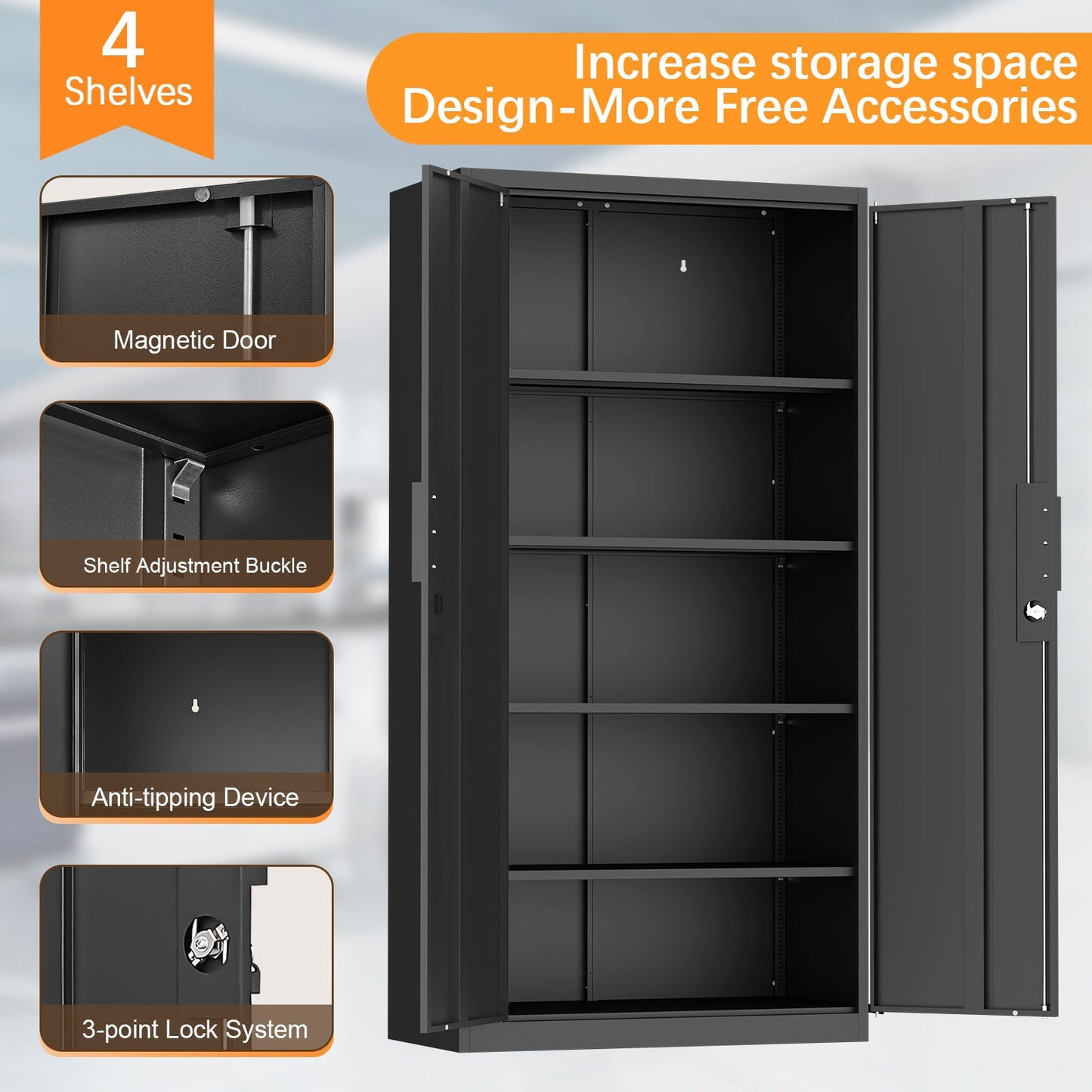 2 Door File Cabinet With Lock and Heavy Shelves