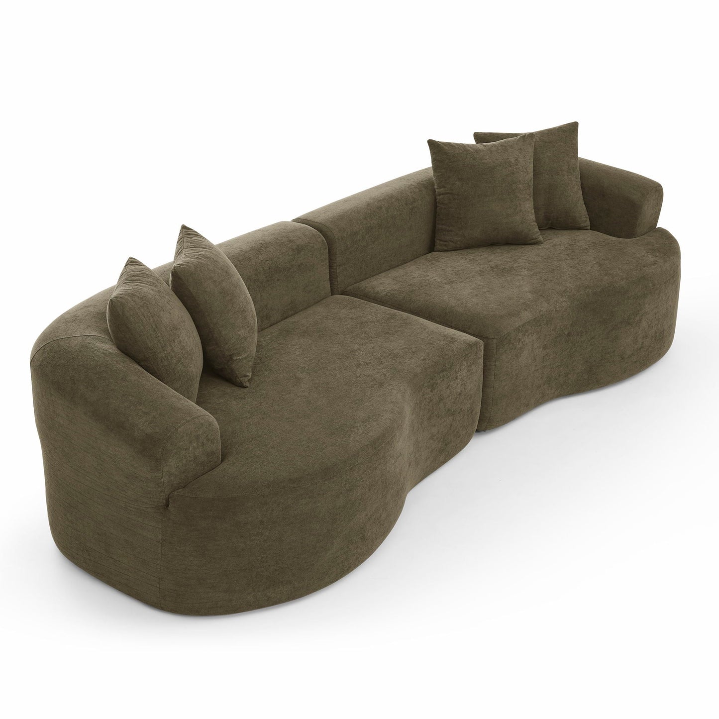 4 Seater Curved Cloud Sectional Sofa by HouseOfZazla in taupe plush fabric with cushions on Tampa Home & Garden Store