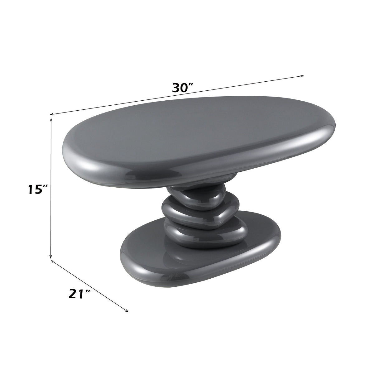 Charlene dark gray end table with high gloss finish, round top and sculpted pedestal base on Tampa Home & Garden Store