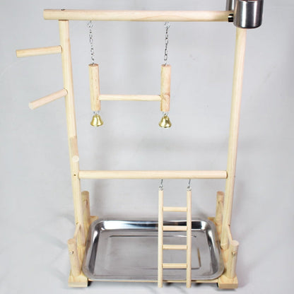 Solid wood toy swing and climbing ladder frame with stainless steel food tray base on Tampa Home & Garden Store