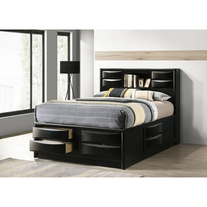 Jazz storage bed by HouseOfZazla in black wood with bookcase headboard and drawers on Tampa Home & Garden Store