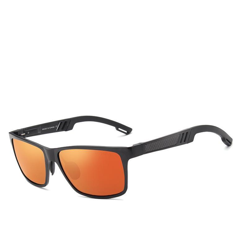 Stevvex aluminium polarized sunglasses, black frame, orange mirrored lenses, driving style Garden on Tampa Home & Garden Store