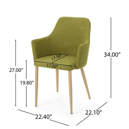 Elegant dining chair with contoured back in olive green upholstery, HouseOfZazla armchair on Tampa Home & Garden Store