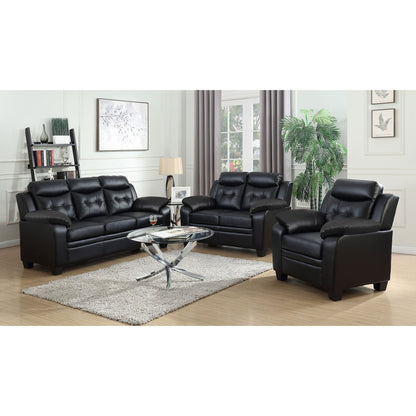 Eaton Black Padded Sofa and Tufted Backrest
