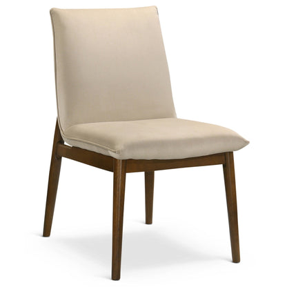 Monza Contemporary Dining Chair Set with solid wood frame in beige upholstery on Tampa Home & Garden Store