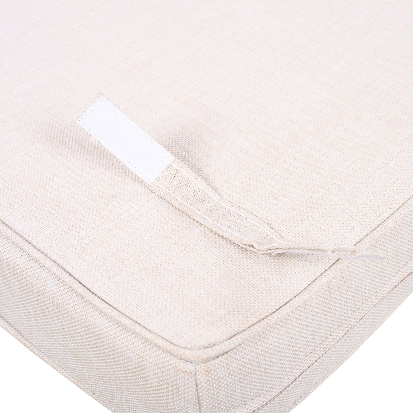 Beige outdoor club chair cushion close-up showing textured fabric and stitching on Tampa Home & Garden Store