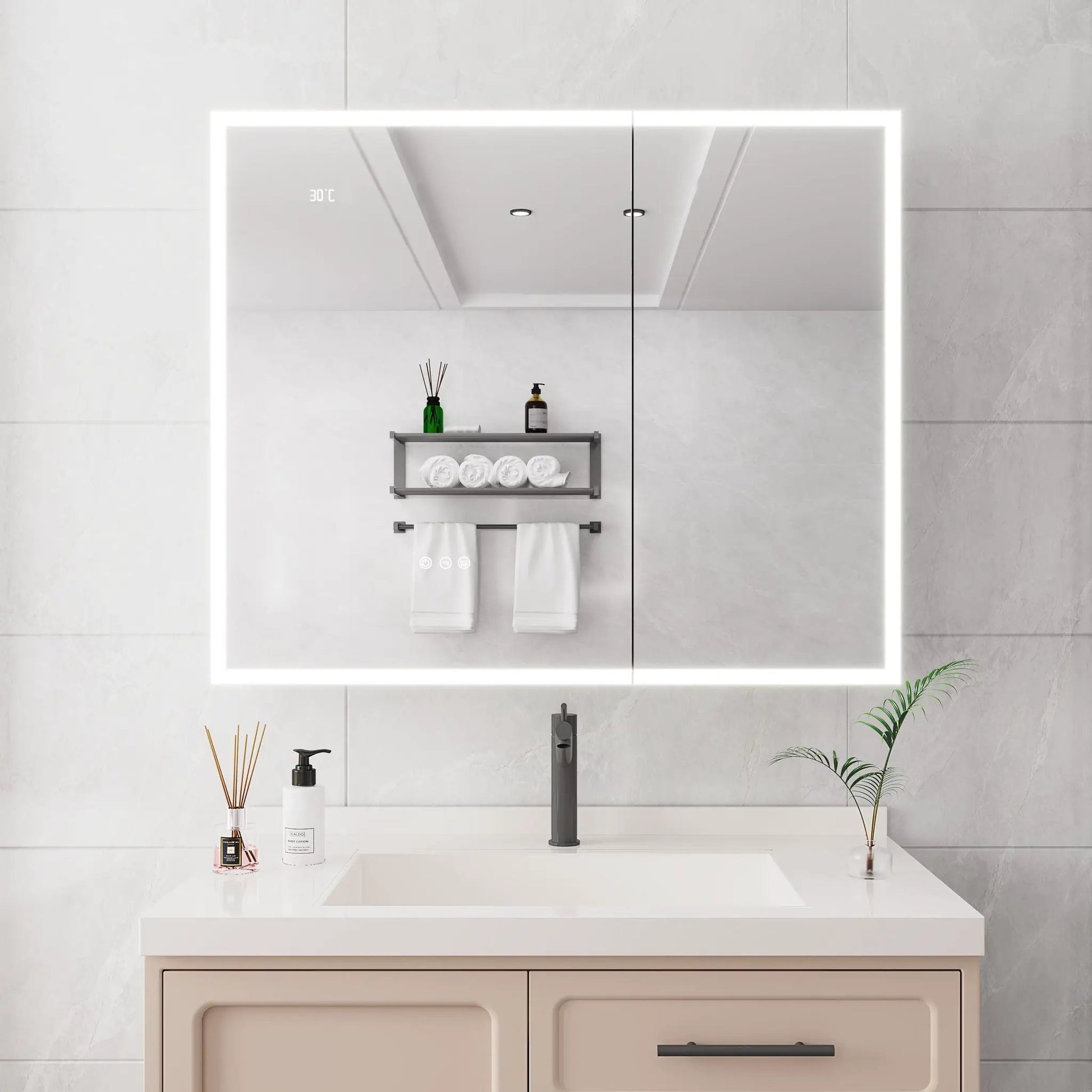 LED bathroom medicine cabinet with mirror and defogger, white by Unique Piece Furniture on Tampa Home & Garden Store