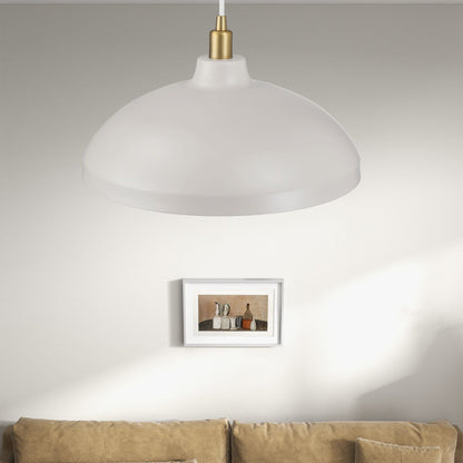 Astral pendant lamp white shade with gold brass top, single light by HouseOfZazla on Tampa Home & Garden Store