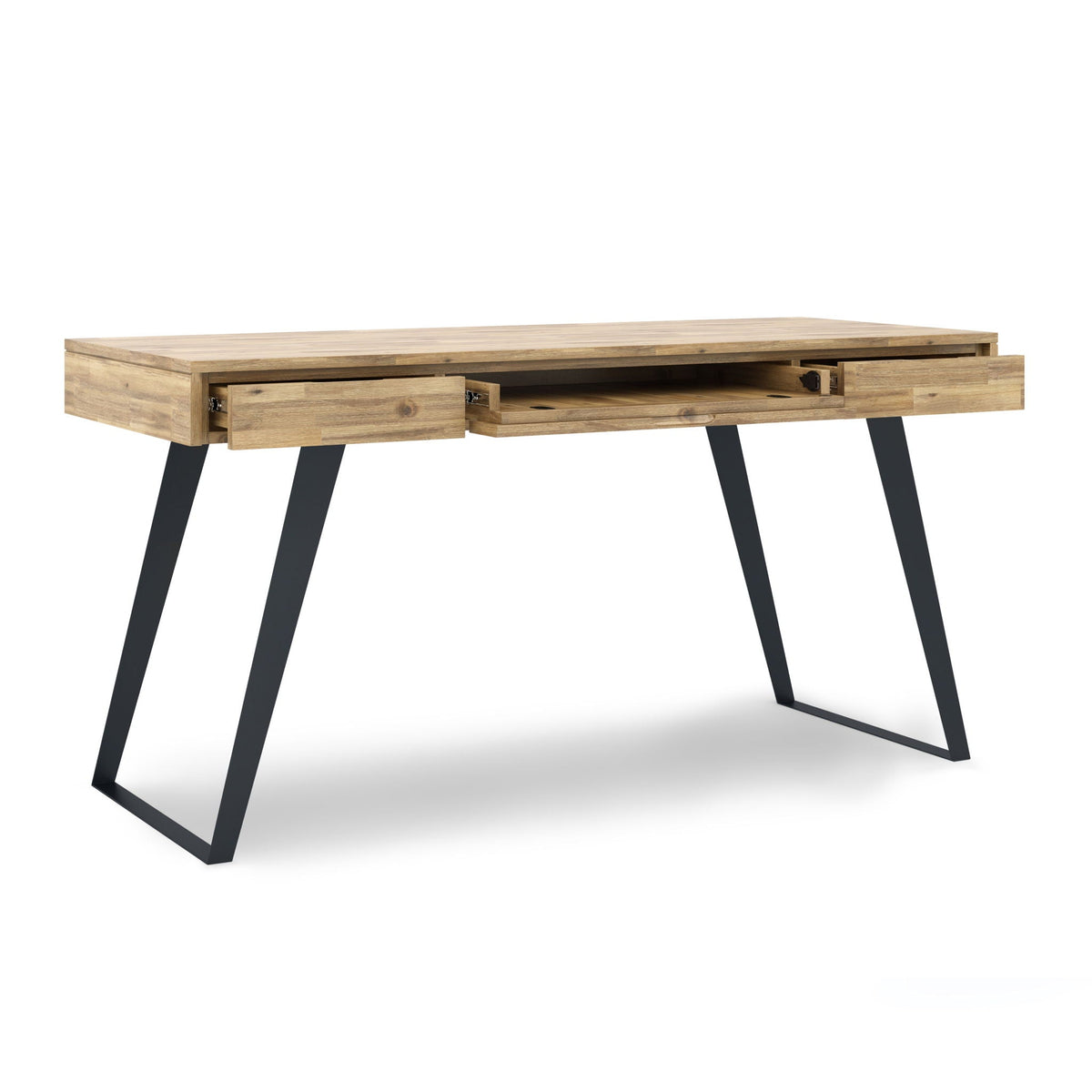 Handcrafted acacia desk with two drawers in natural finish, HouseOfZazla writing desk on Tampa Home & Garden Store