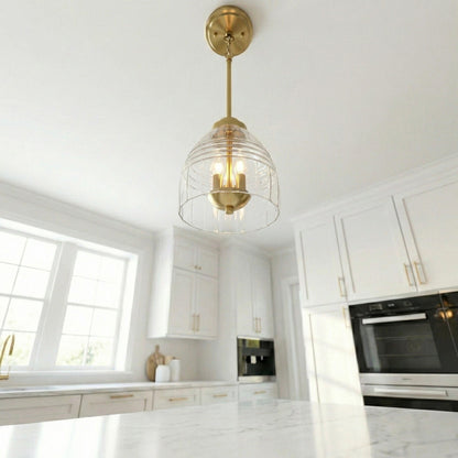 Ember 3-Candle Lights Chain Pendant light with clear glass shade and gold finish on Tampa Home & Garden Store