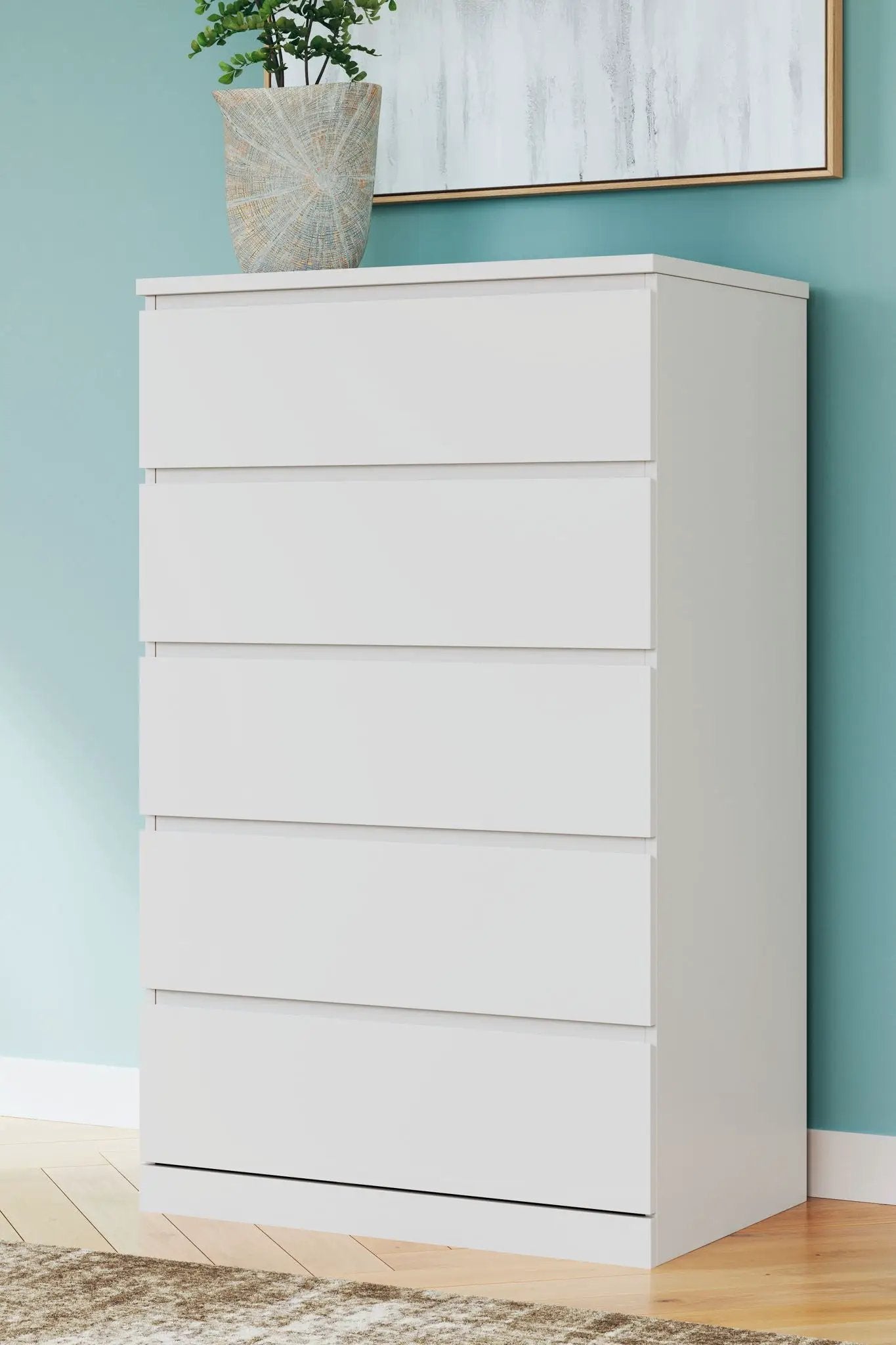 Onita Five Drawer Chest in White Finish Modern