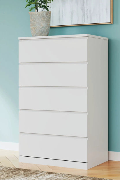 Onita Five Drawer Chest in White Finish Modern