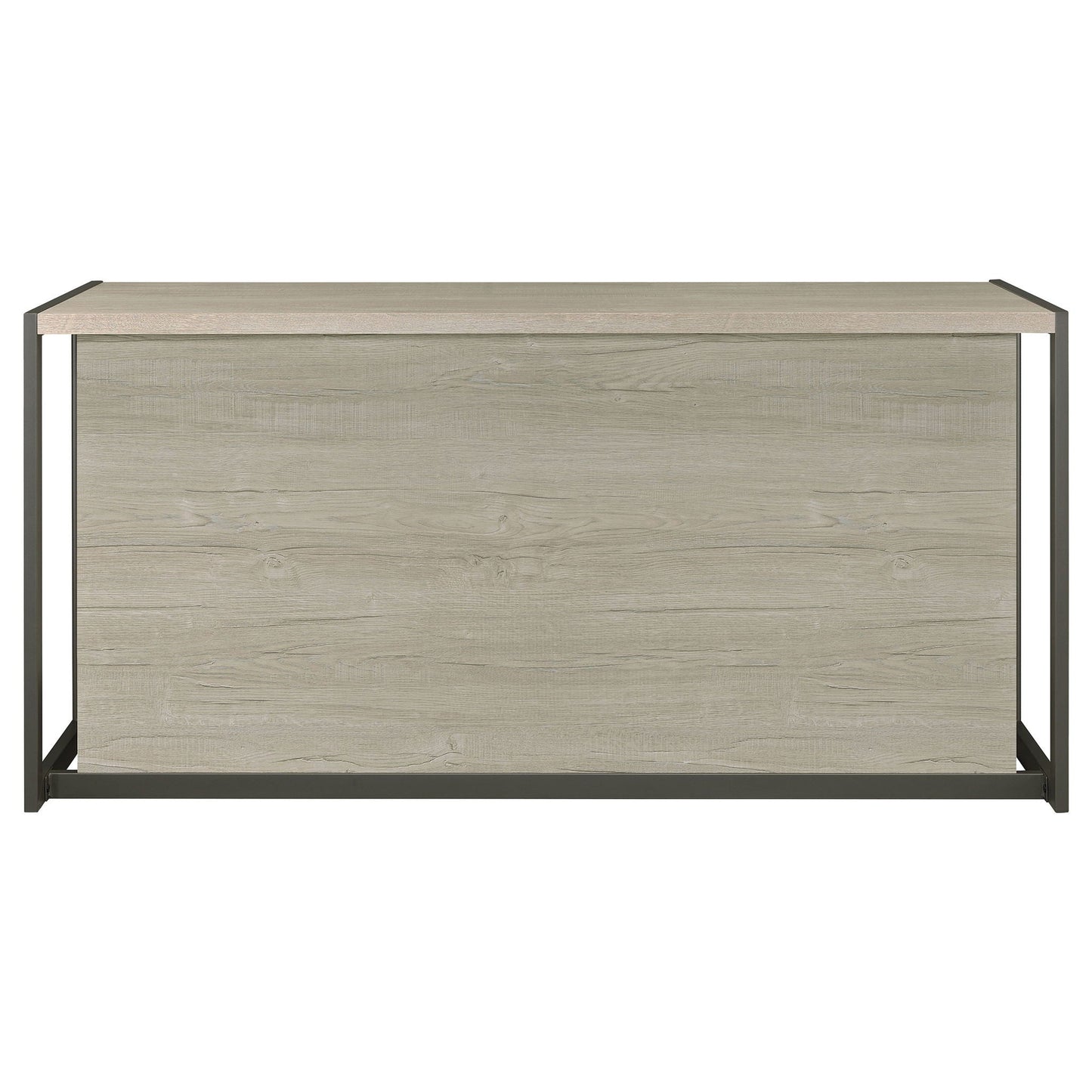 Brisley office desk beige gray wood finish with metal frame and 3-drawer storage on Tampa Home & Garden Store