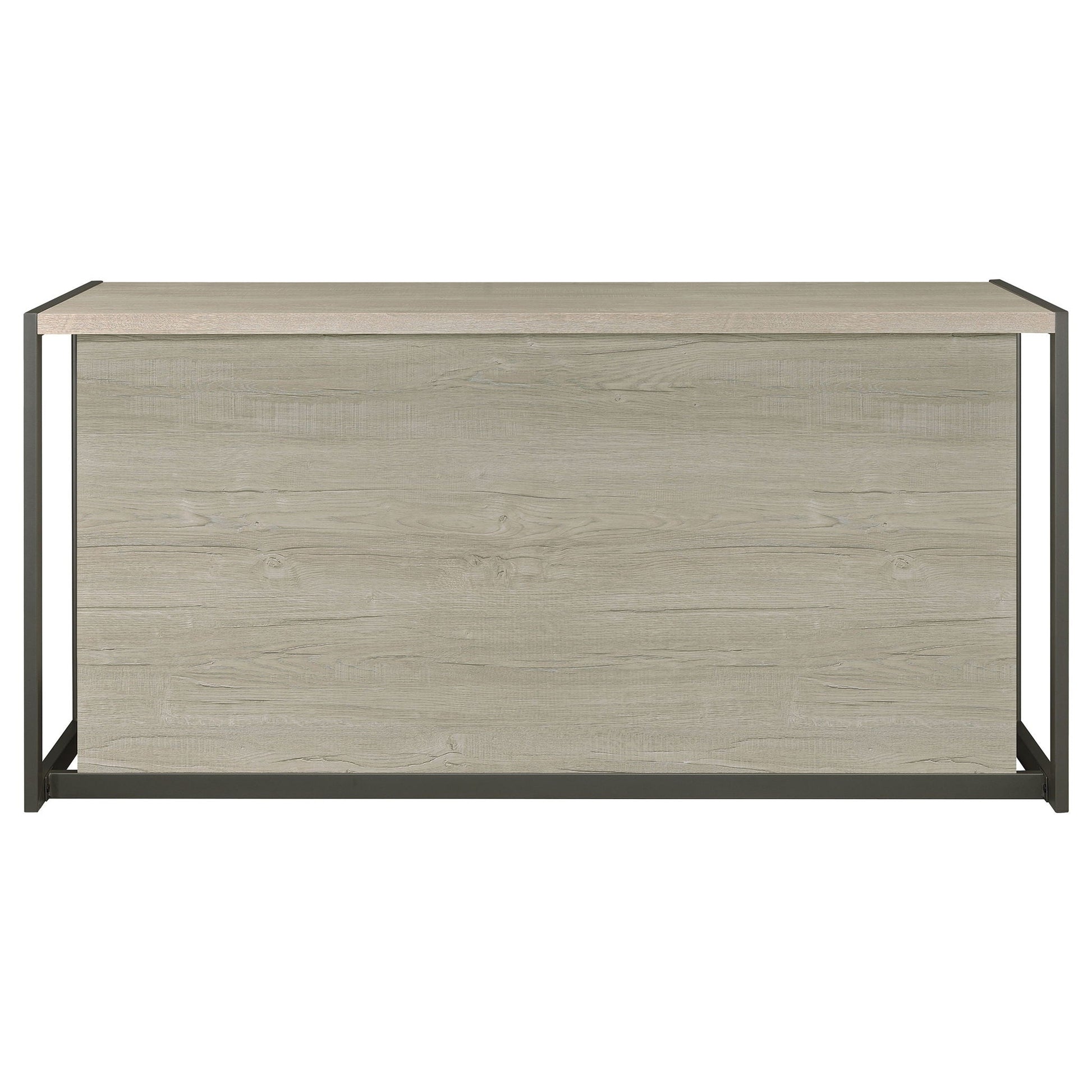 Brisley office desk beige gray wood finish with metal frame and 3-drawer storage on Tampa Home & Garden Store