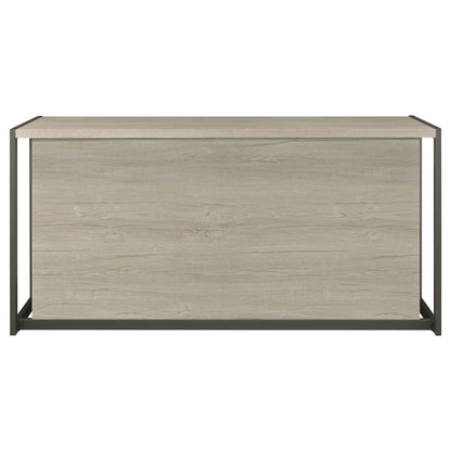 Brisley office desk beige gray wood finish with metal frame and 3-drawer storage on Tampa Home & Garden Store
